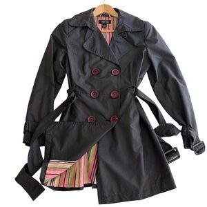 Black Double-Breasted Trench Coat w/ Belt – Style & Co., Size M